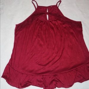 Flowy peplum burgundy top, XL, fits like an XXL